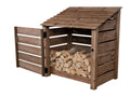 Slatted Wooden Log Store with Door W-119cm, H-126cm or 180cm, D-88cm - Brown Finish - SGP Garden Ltd