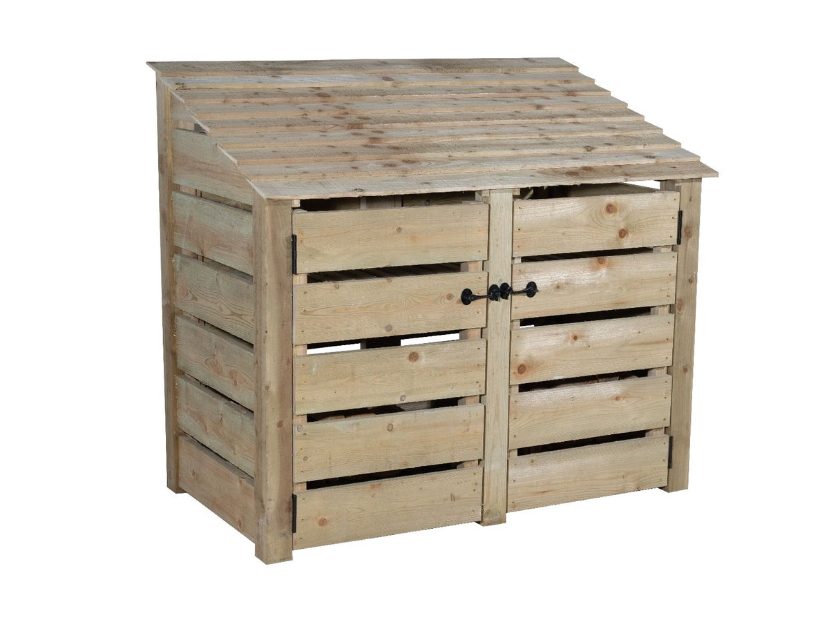 Slatted Wooden Log Store with Door W-146cm, H-126cm or 180cm, D-88cm - SGP Garden Ltd