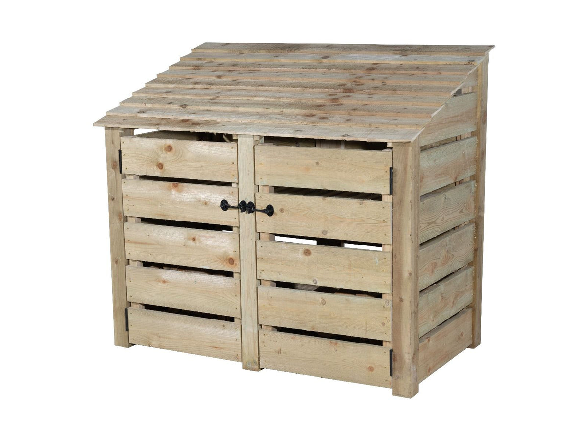 Slatted Wooden Log Store with Door W-146cm, H-126cm or 180cm, D-88cm - SGP Garden Ltd
