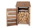 Slatted Wooden Log Store With Door W-79cm, H-126cm or 180cm, D-88cm - Brown Finish - SGP Garden Ltd