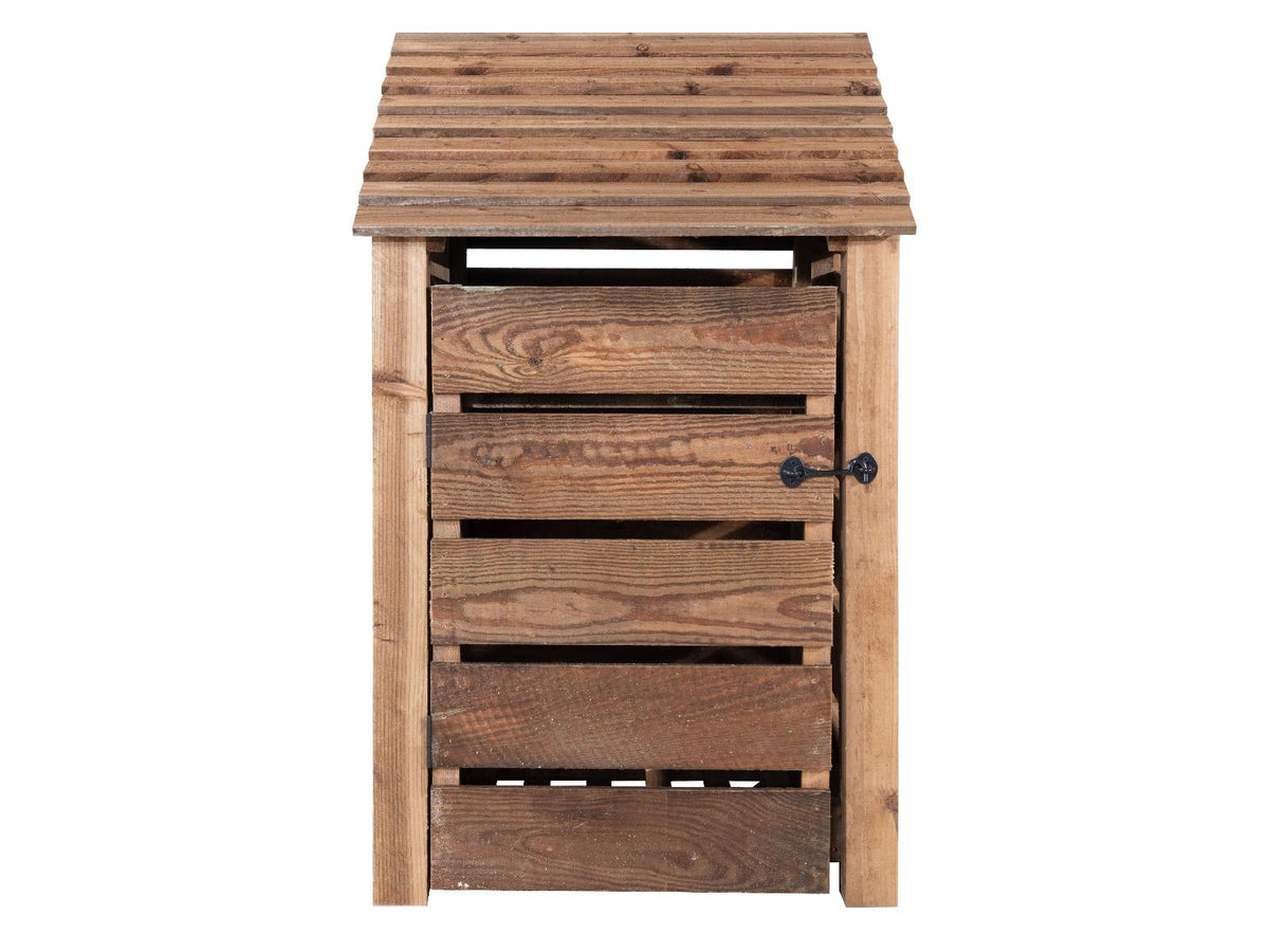 Slatted Wooden Log Store With Door W-79cm, H-126cm or 180cm, D-88cm - Brown Finish - SGP Garden Ltd