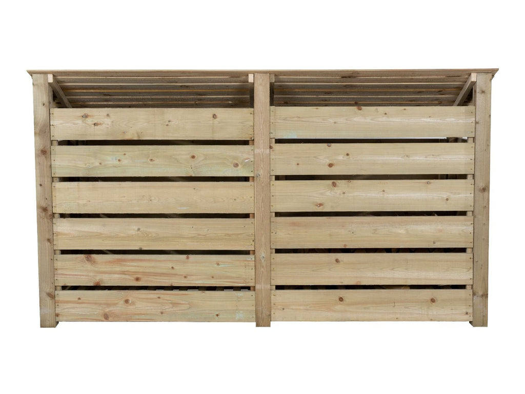 Slatted Wooden Log Store with Doors and Shelf W-227cm, H-126cm or 180cm, D-88cm - SGP Garden Ltd