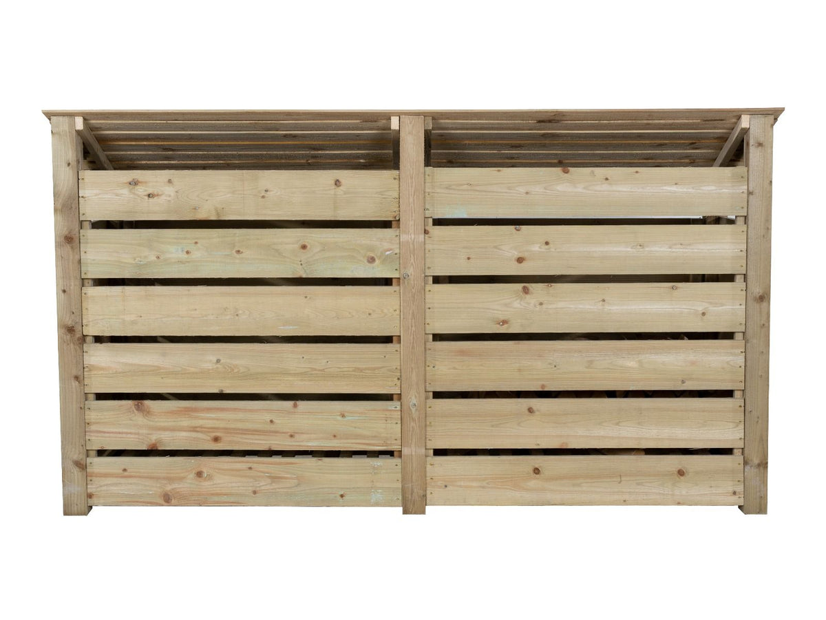 Slatted Wooden Log Store with Doors and Shelf W-227cm, H-126cm or 180cm, D-88cm - SGP Garden Ltd