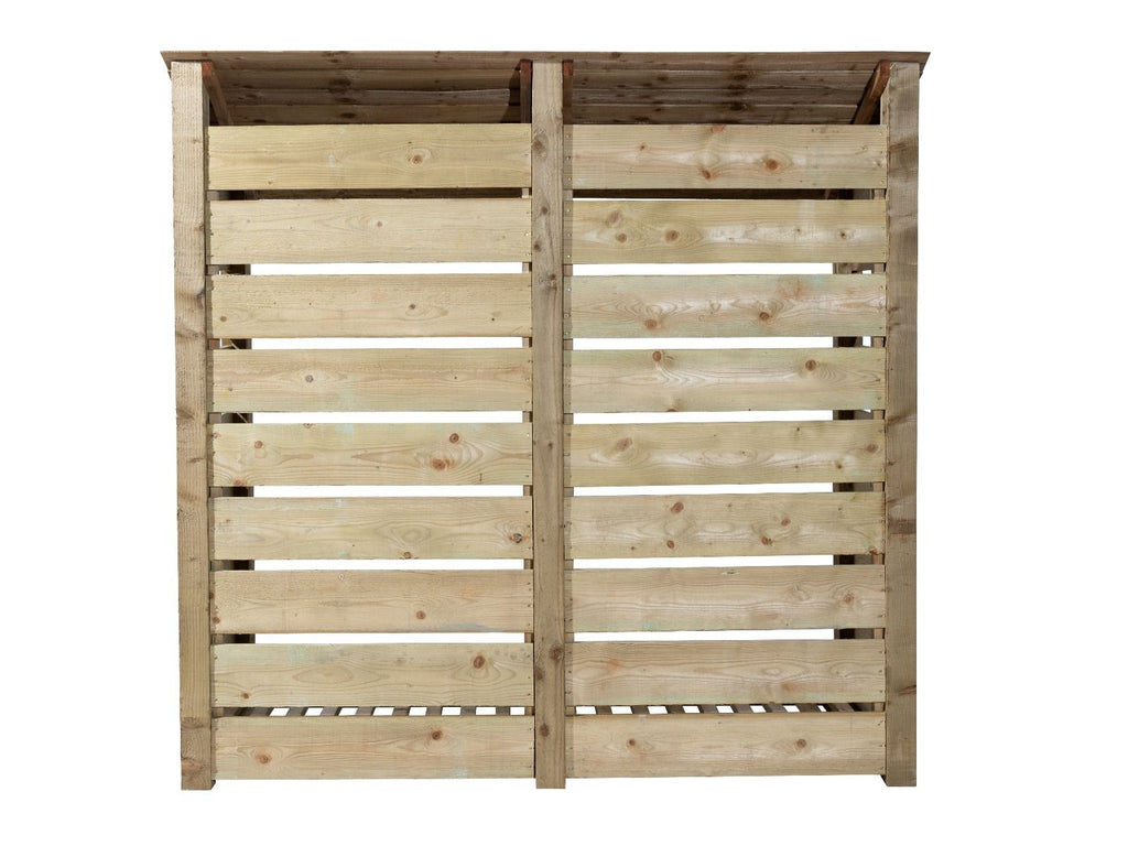 Slatted Wooden Log Store with Doors W-187cm, H-126cm or 180cm, D-88cm - SGP Garden Ltd