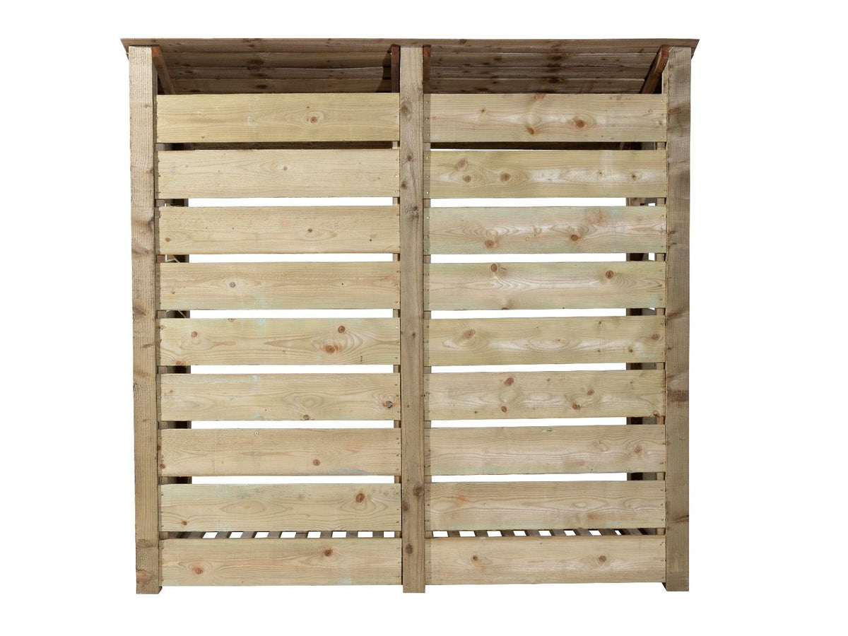 Slatted Wooden Log Store with Doors W-187cm, H-126cm or 180cm, D-88cm - SGP Garden Ltd