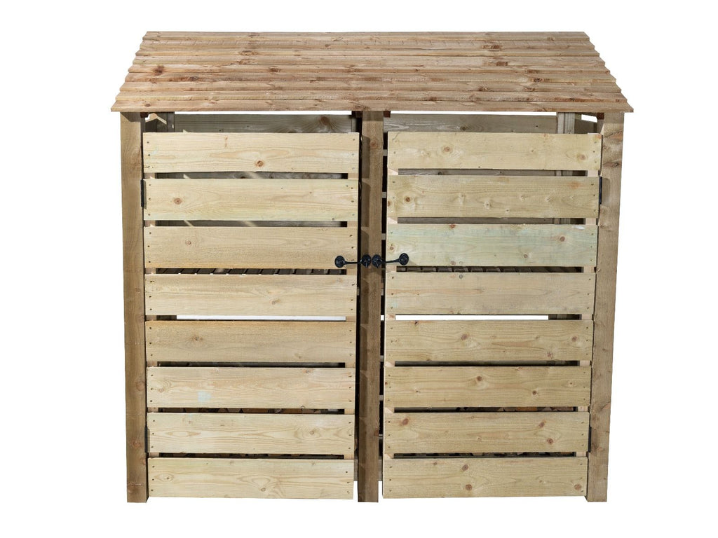 Slatted Wooden Log Store with Doors W-187cm, H-126cm or 180cm, D-88cm - SGP Garden Ltd