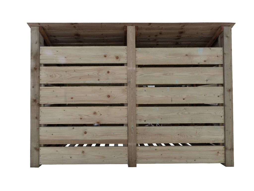 Slatted Wooden Log Store with Doors W-187cm, H-126cm or 180cm, D-88cm - SGP Garden Ltd