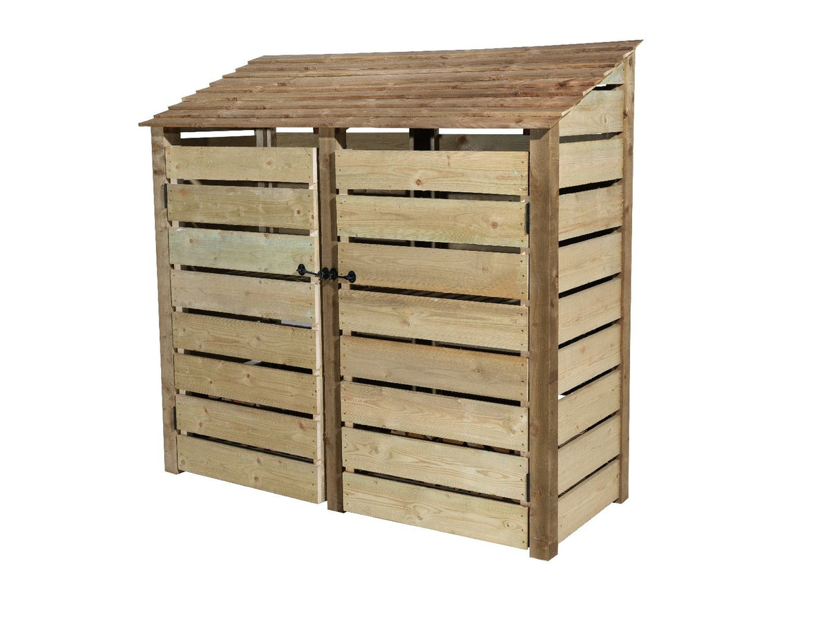 Slatted Wooden Log Store with Doors W-187cm, H-126cm or 180cm, D-88cm - SGP Garden Ltd