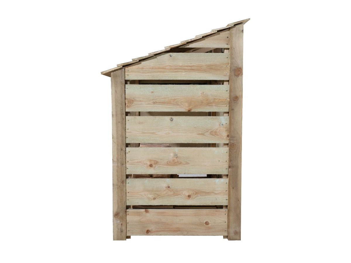 Slatted Wooden Log Store with Shelf W-119cm, H-126cm Or 180cm, D-88cm - SGP Garden Ltd