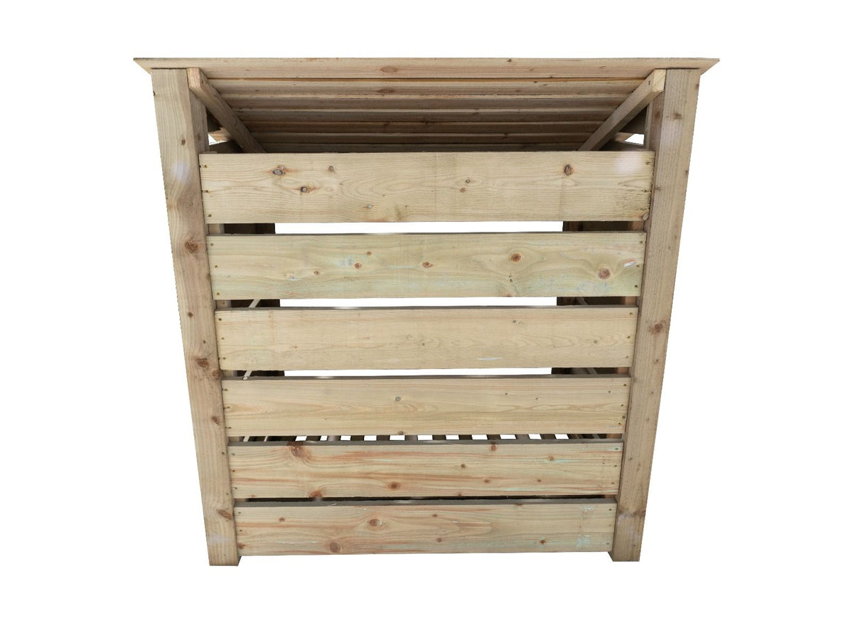 Slatted Wooden Log Store with Shelf W-119cm, H-126cm Or 180cm, D-88cm - SGP Garden Ltd