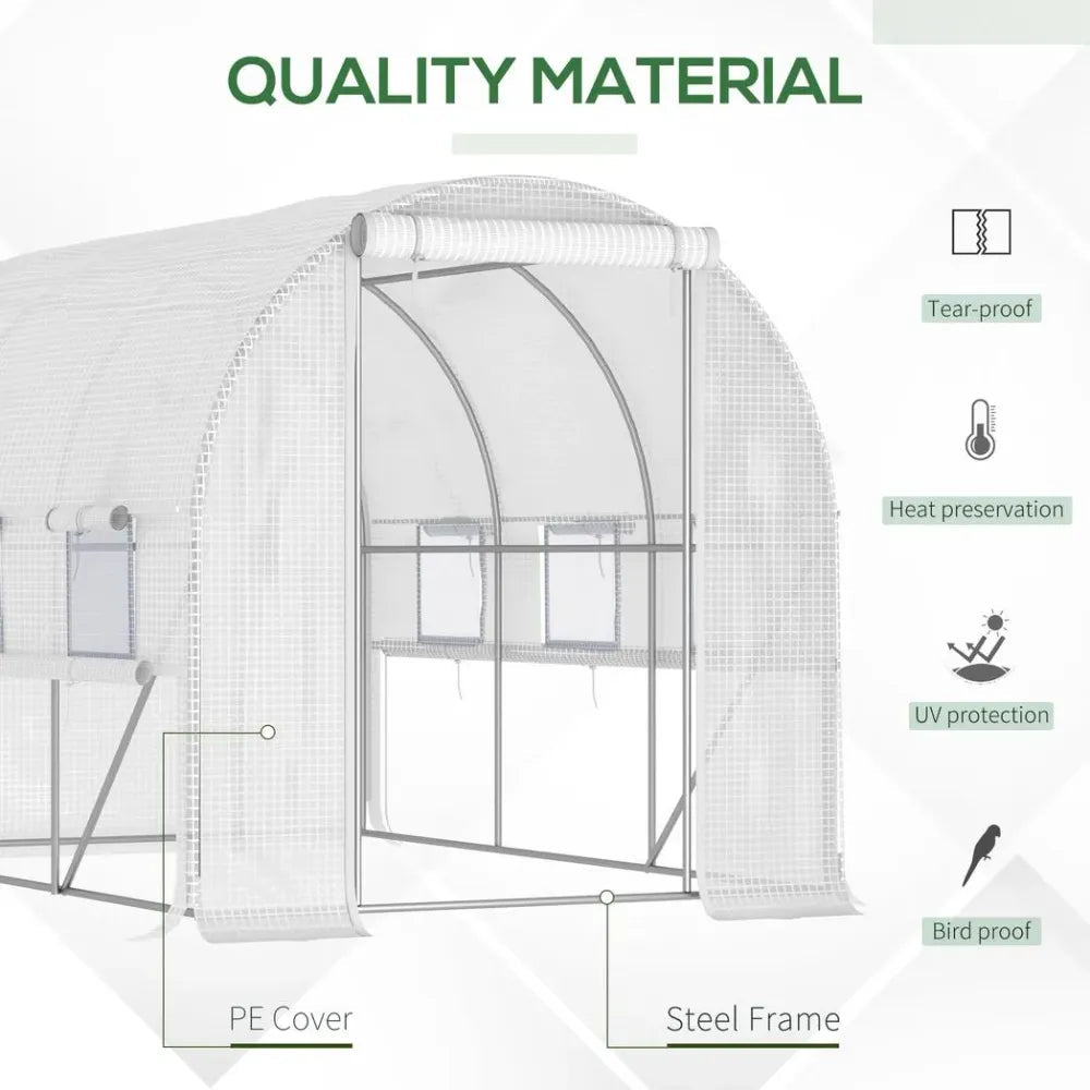 Spacious Outdoor Plant Greenhouse with Zippered Doors - High-Quality, Proficient Seller - White - SGP Garden Ltd