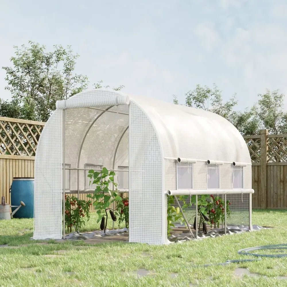 Spacious Outdoor Plant Greenhouse with Zippered Doors - High-Quality, Proficient Seller - White - SGP Garden Ltd