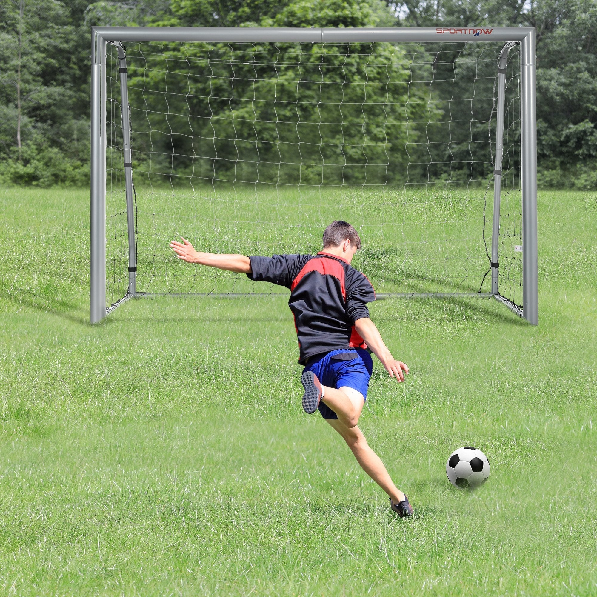 SPORTNOW 8ft x 5ft Football Goal, Football Net for Garden with Ground Stakes, Quick and Simple Set Up - SGP Garden Ltd