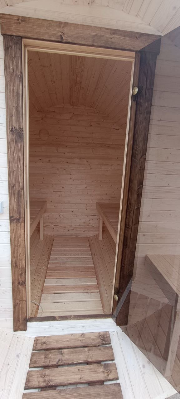 Steam & Oak Gas Barrel Sauna 2.4m with Porch (Electric or Wood-Fired) - SGP Garden Ltd