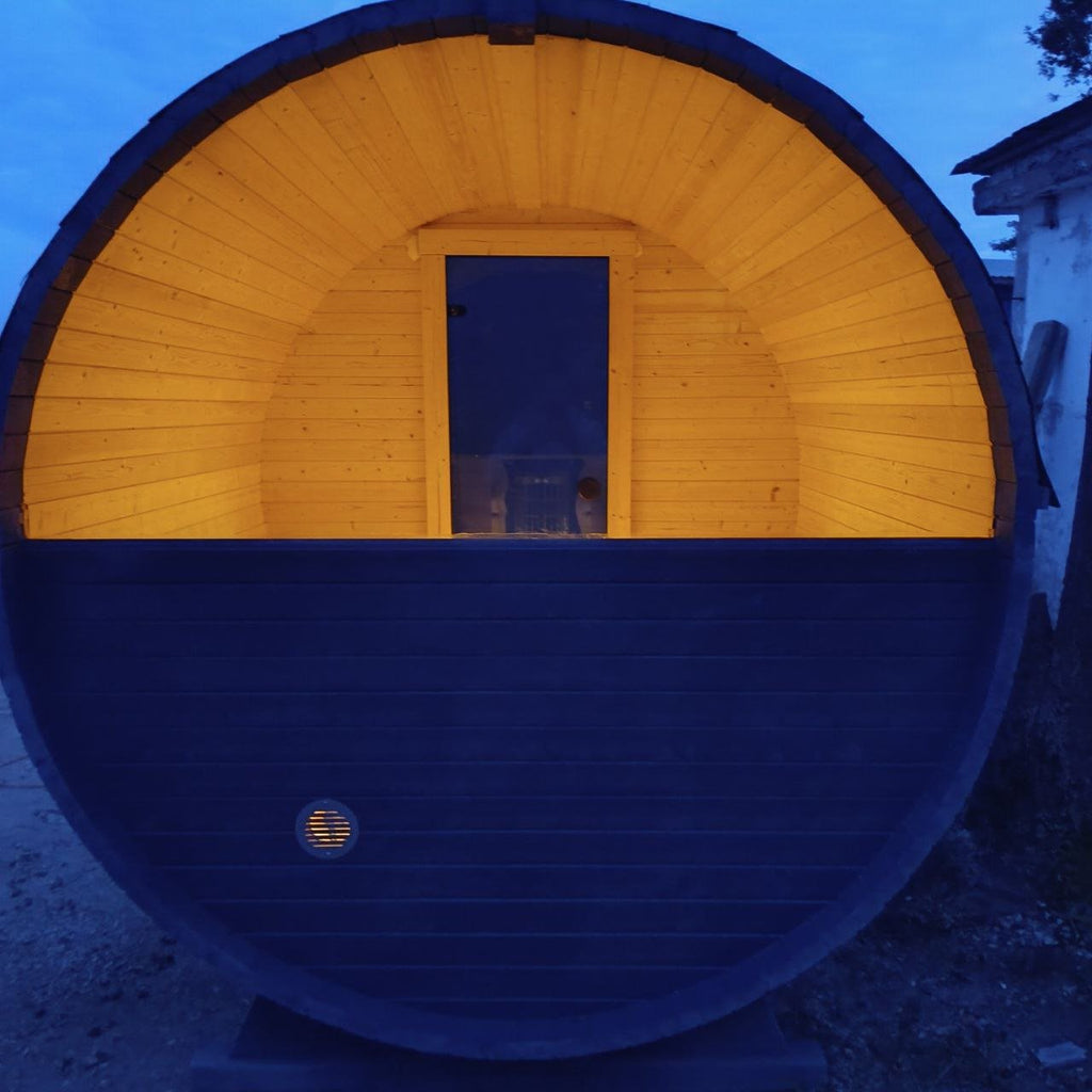 Steam & Oak Gas Barrel Sauna 2.4m with Porch (Electric or Wood-Fired) - SGP Garden Ltd