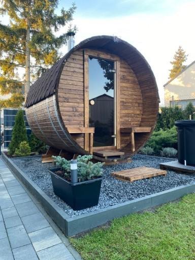 Steam & Oak Gas Barrel Sauna 2.4m with Porch (Electric or Wood-Fired) - SGP Garden Ltd