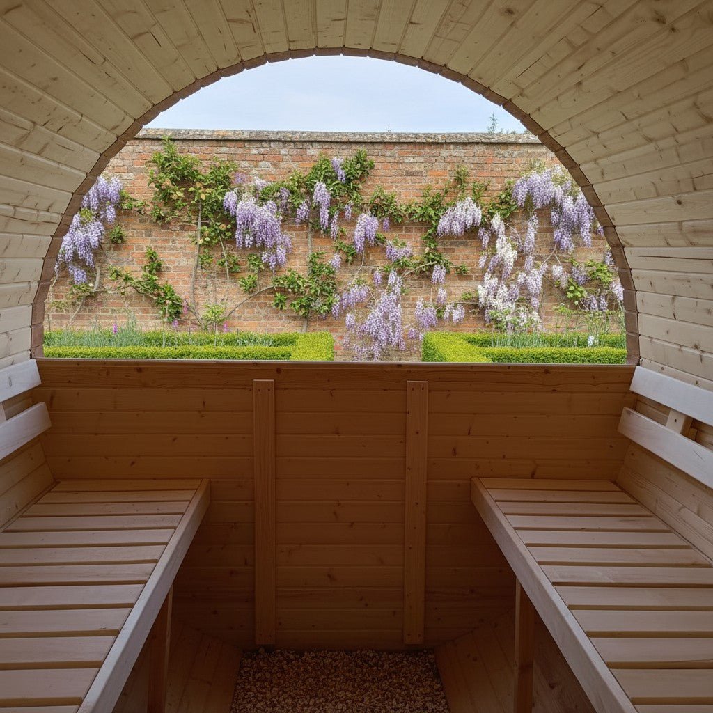 Steam & Oak Gas Barrel Sauna 3m Canopy + Anteroom (Electric or Wood-Fired) - SGP Garden Ltd