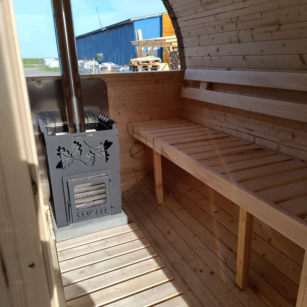 Steam & Oak Gas Barrel Sauna 3m Canopy + Anteroom (Electric or Wood-Fired) - SGP Garden Ltd
