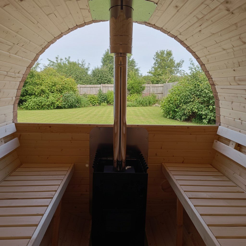 Steam & Oak Gas Barrel Sauna 3m Canopy + Anteroom (Electric or Wood-Fired) - SGP Garden Ltd