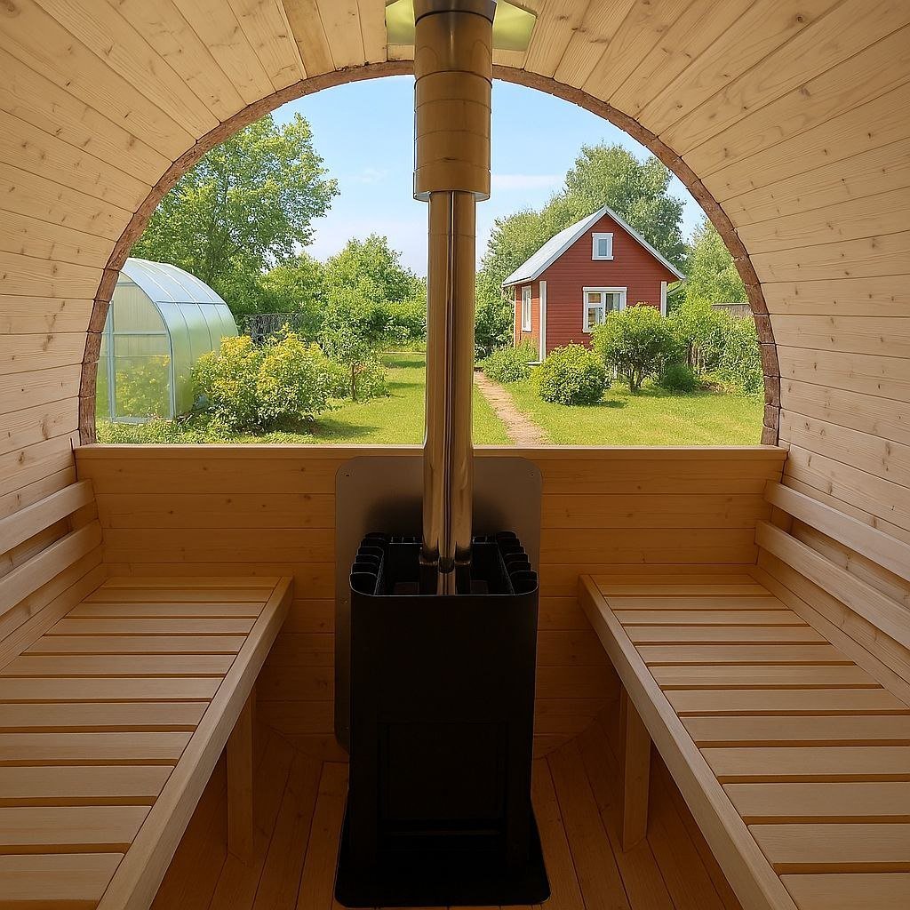 Steam & Oak Gas Barrel Sauna 3m Canopy + Anteroom (Electric or Wood-Fired) - SGP Garden Ltd