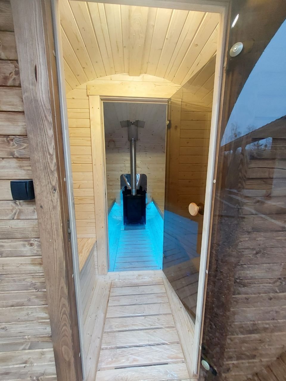 Steam & Oak Gas Barrel Sauna 3m Canopy + Anteroom (Electric or Wood-Fired) - SGP Garden Ltd