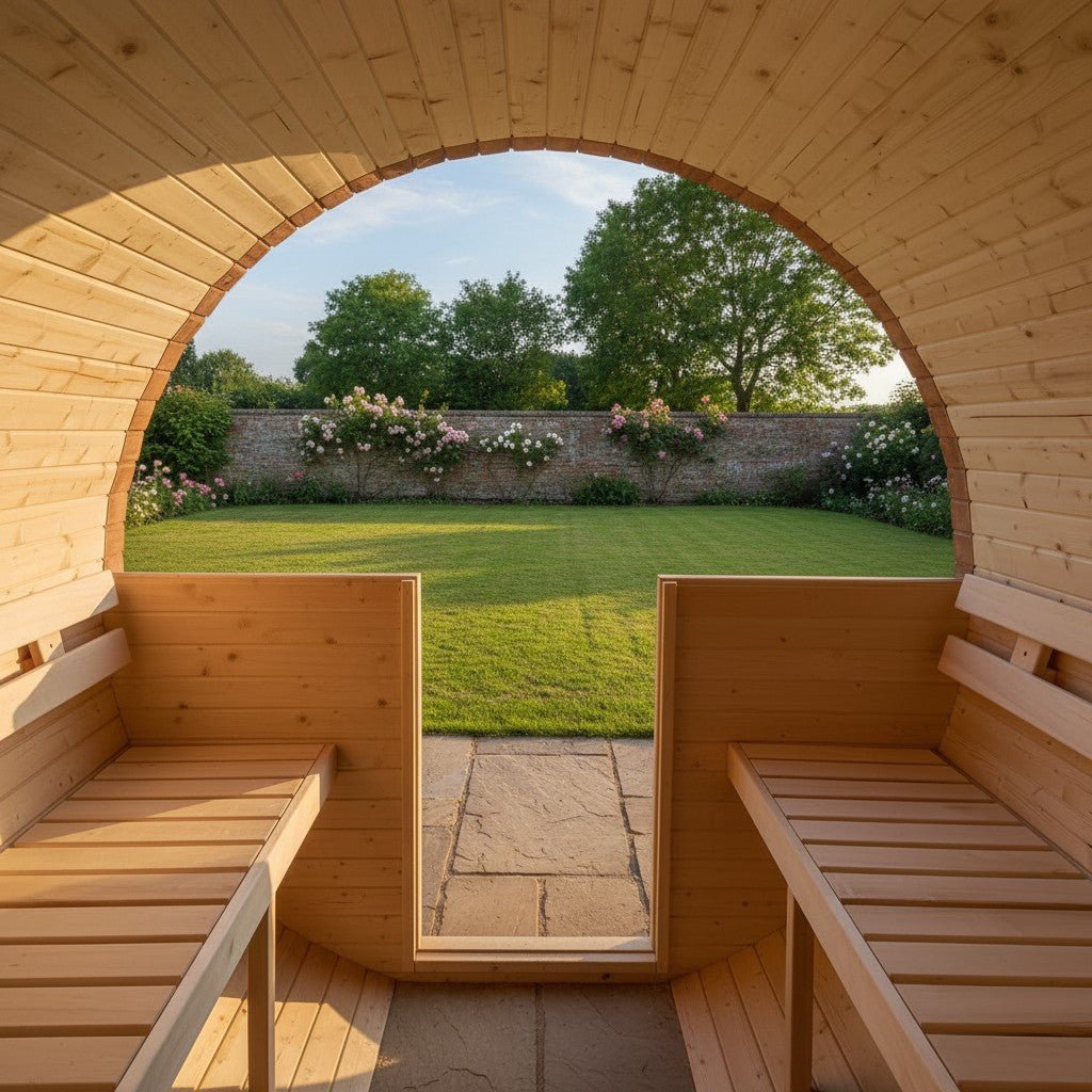 Steam & Oak Gas Barrel Sauna 3m Canopy + Anteroom (Electric or Wood-Fired) - SGP Garden Ltd