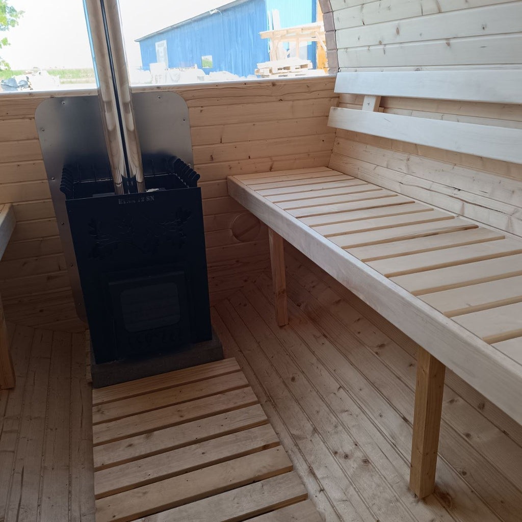 Steam & Oak Gas Barrel Sauna 3m with Anteroom (Electric or Wood-Fired) - SGP Garden Ltd