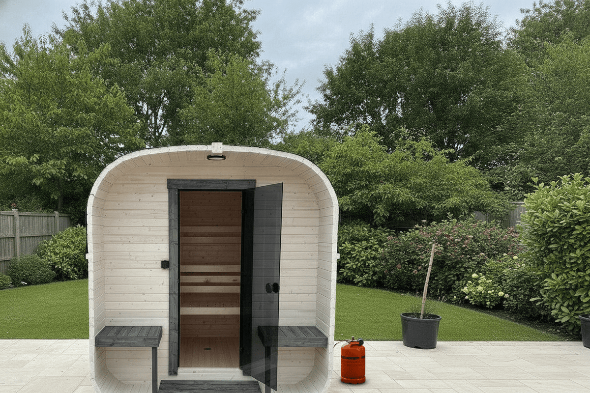 Steam & Oak Gas Cube Sauna 2.4m Double-Shelf (Electric or Wood-Fired) - SGP Garden Ltd