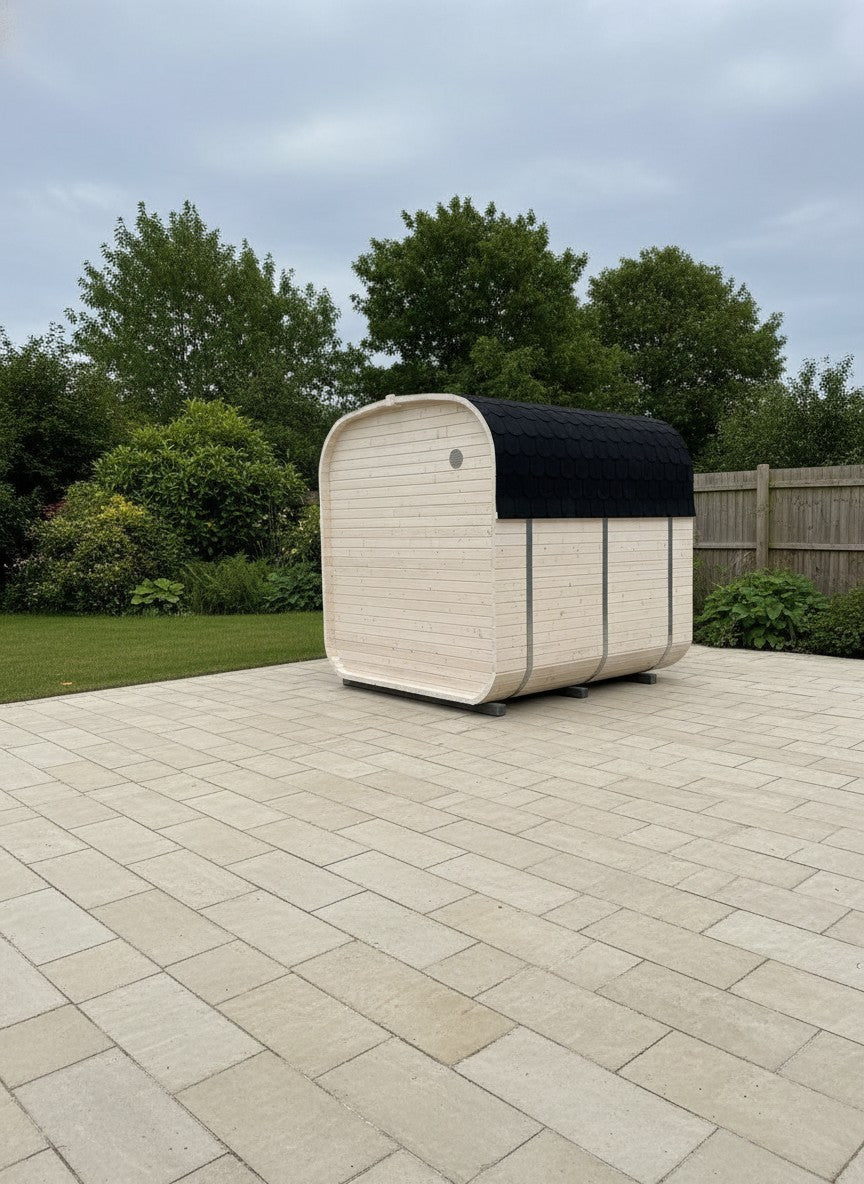 Steam & Oak Gas Cube Sauna 2.4m Double-Shelf (Electric or Wood-Fired) - SGP Garden Ltd