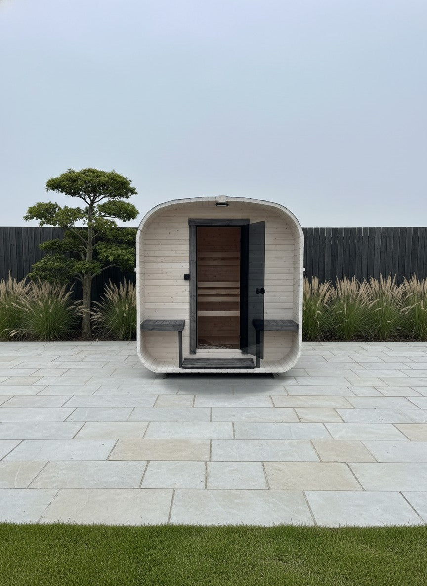 Steam & Oak Gas Cube Sauna 2.4m with Porch (Electric or Wood-Fired) - SGP Garden Ltd