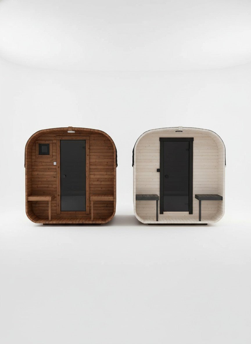 Steam & Oak Gas Cube Sauna 2.4m with Porch (Electric or Wood-Fired) - SGP Garden Ltd