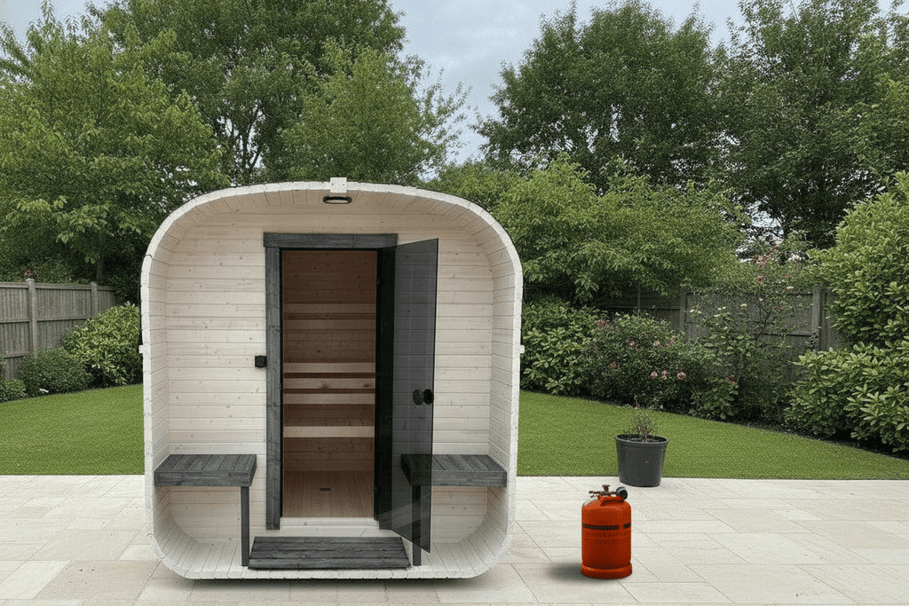 Steam & Oak Gas Cube Sauna 2.4m with Porch (Electric or Wood-Fired) - SGP Garden Ltd