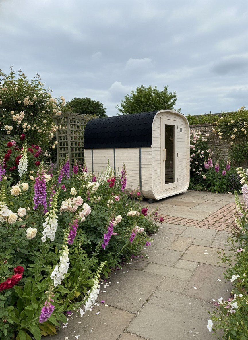 Steam & Oak Gas Cube Sauna 2.4m with Porch (Electric or Wood-Fired) - SGP Garden Ltd