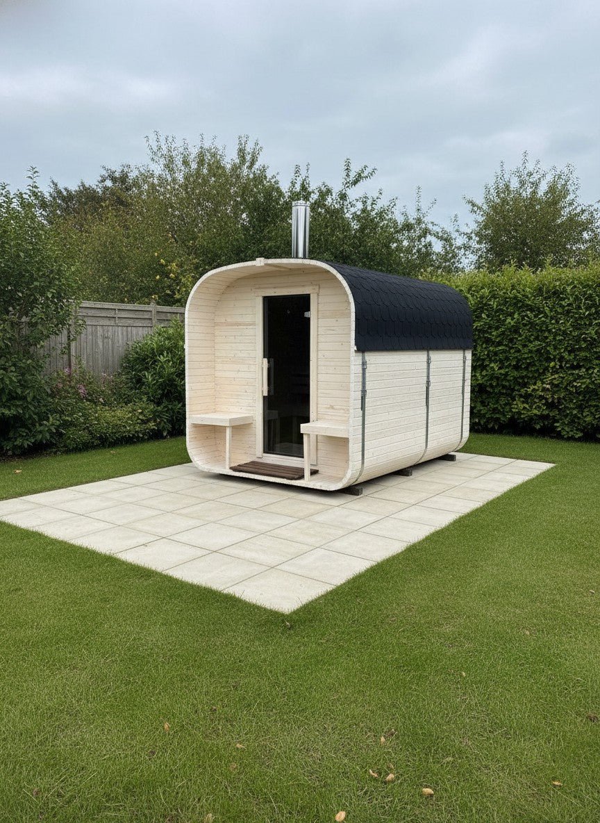 Steam & Oak Gas Cube Sauna 2.4m with Porch (Electric or Wood-Fired) - SGP Garden Ltd