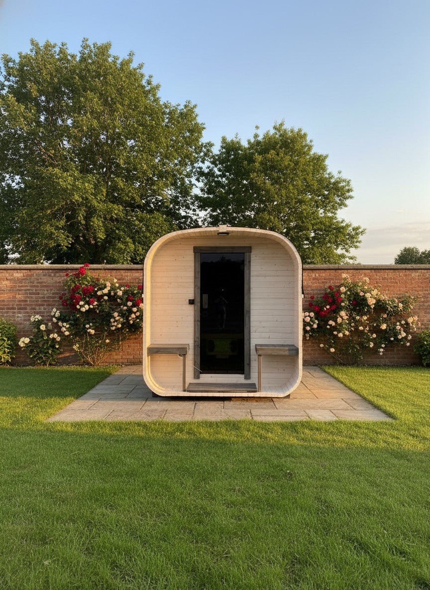 Steam & Oak Gas Cube Sauna 2.4m with Porch (Electric or Wood-Fired) - SGP Garden Ltd