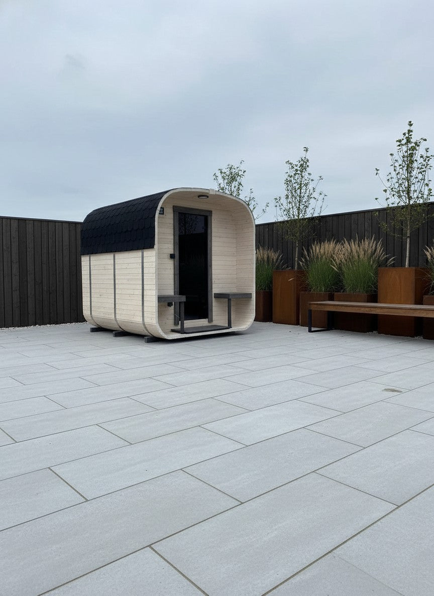 Steam & Oak Gas Cube Sauna 2.4m with Porch (Electric or Wood-Fired) - SGP Garden Ltd