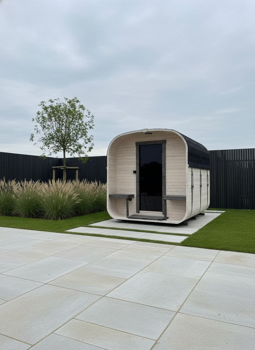 Steam & Oak Gas Cube Sauna 2.4m with Porch (Electric or Wood-Fired) - SGP Garden Ltd