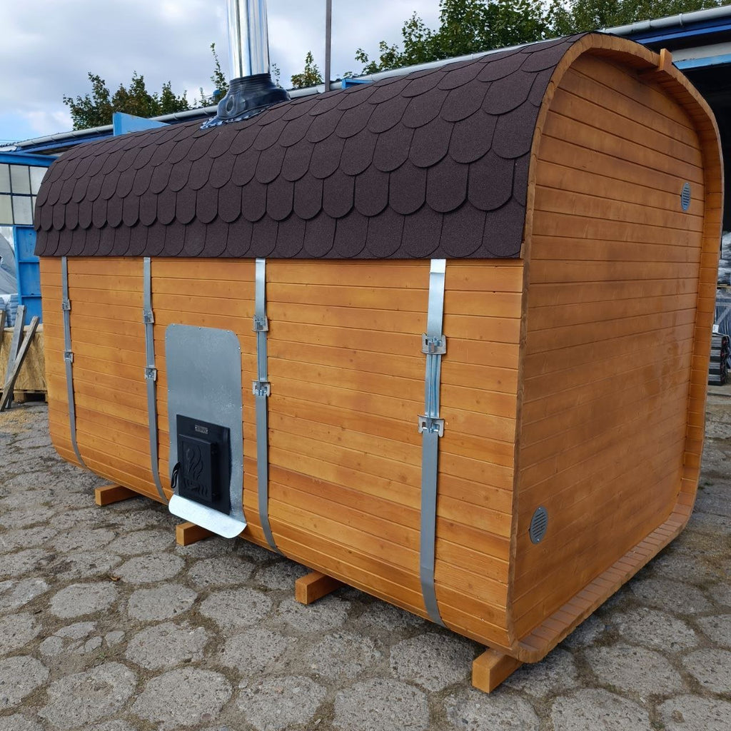 Steam & Oak Gas Cube Sauna 3.4m Premium L-Bench (Electric or Wood-Fired) - SGP Garden Ltd