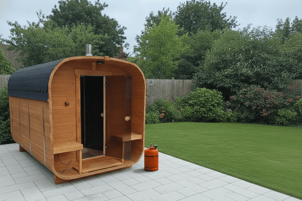 Steam & Oak Gas Cube Sauna 3.4m Premium L-Bench (Electric or Wood-Fired) - SGP Garden Ltd