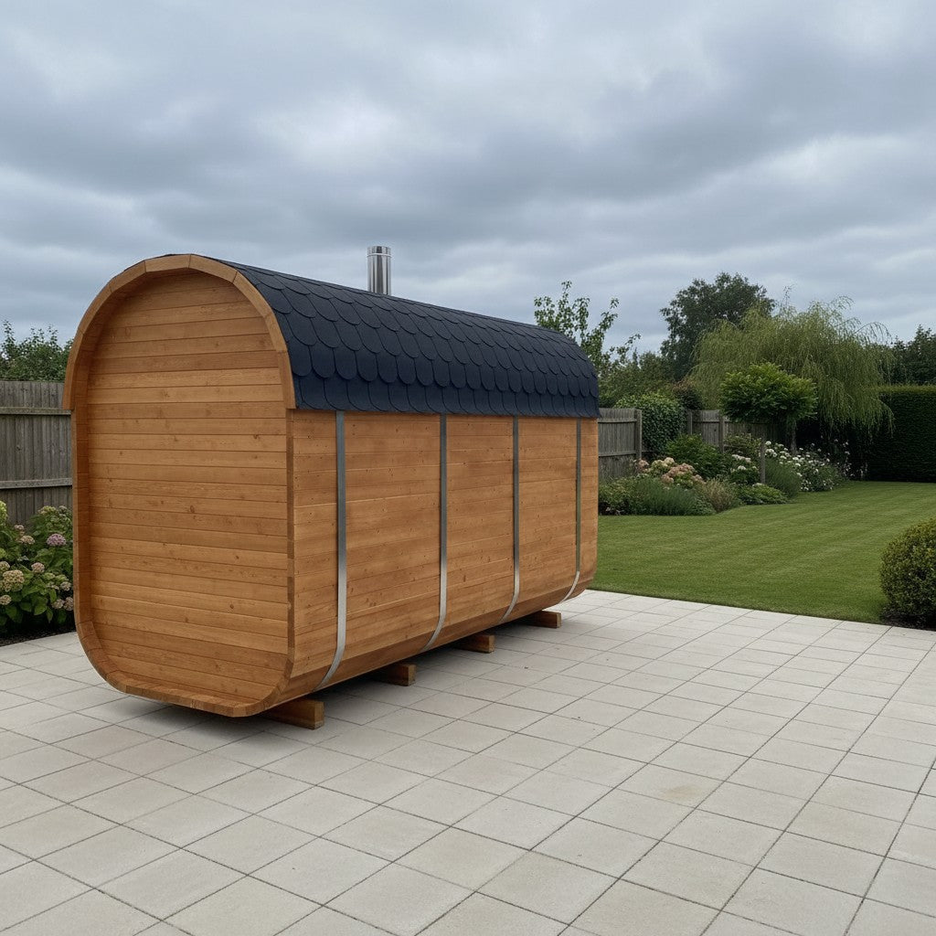 Steam & Oak Gas Cube Sauna 3.4m Premium L-Bench (Electric or Wood-Fired) - SGP Garden Ltd