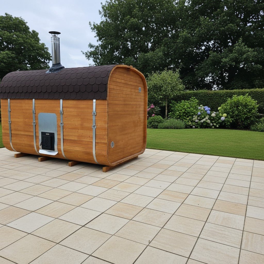 Steam & Oak Gas Cube Sauna 3.4m Premium L-Bench (Electric or Wood-Fired) - SGP Garden Ltd