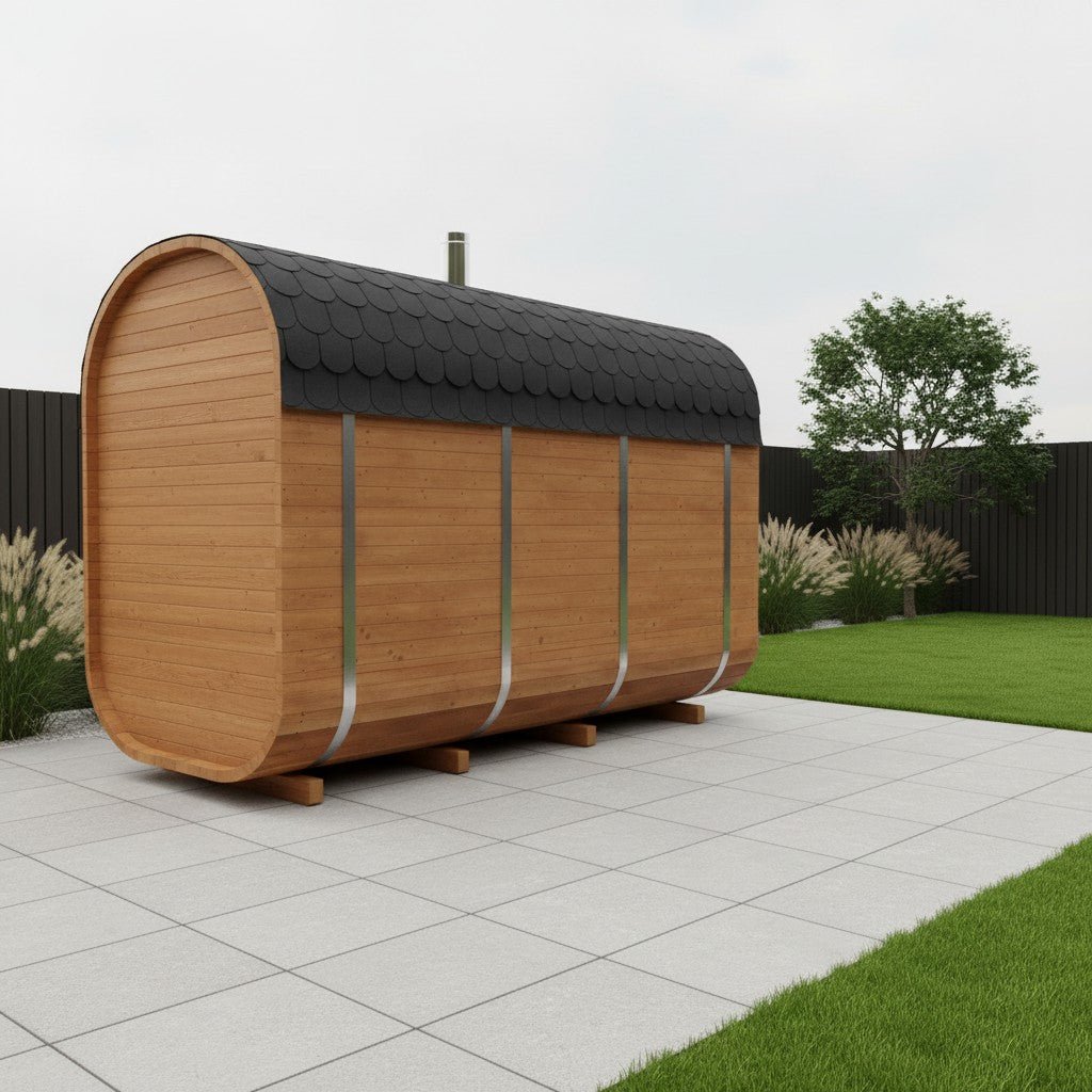 Steam & Oak Gas Cube Sauna 3.4m Premium L-Bench (Electric or Wood-Fired) - SGP Garden Ltd