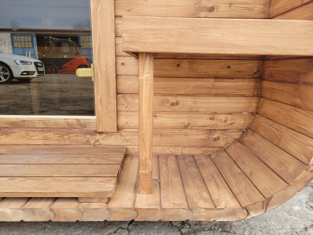 Steam & Oak Gas Cube Sauna 3.4m Premium L-Bench (Electric or Wood-Fired) - SGP Garden Ltd