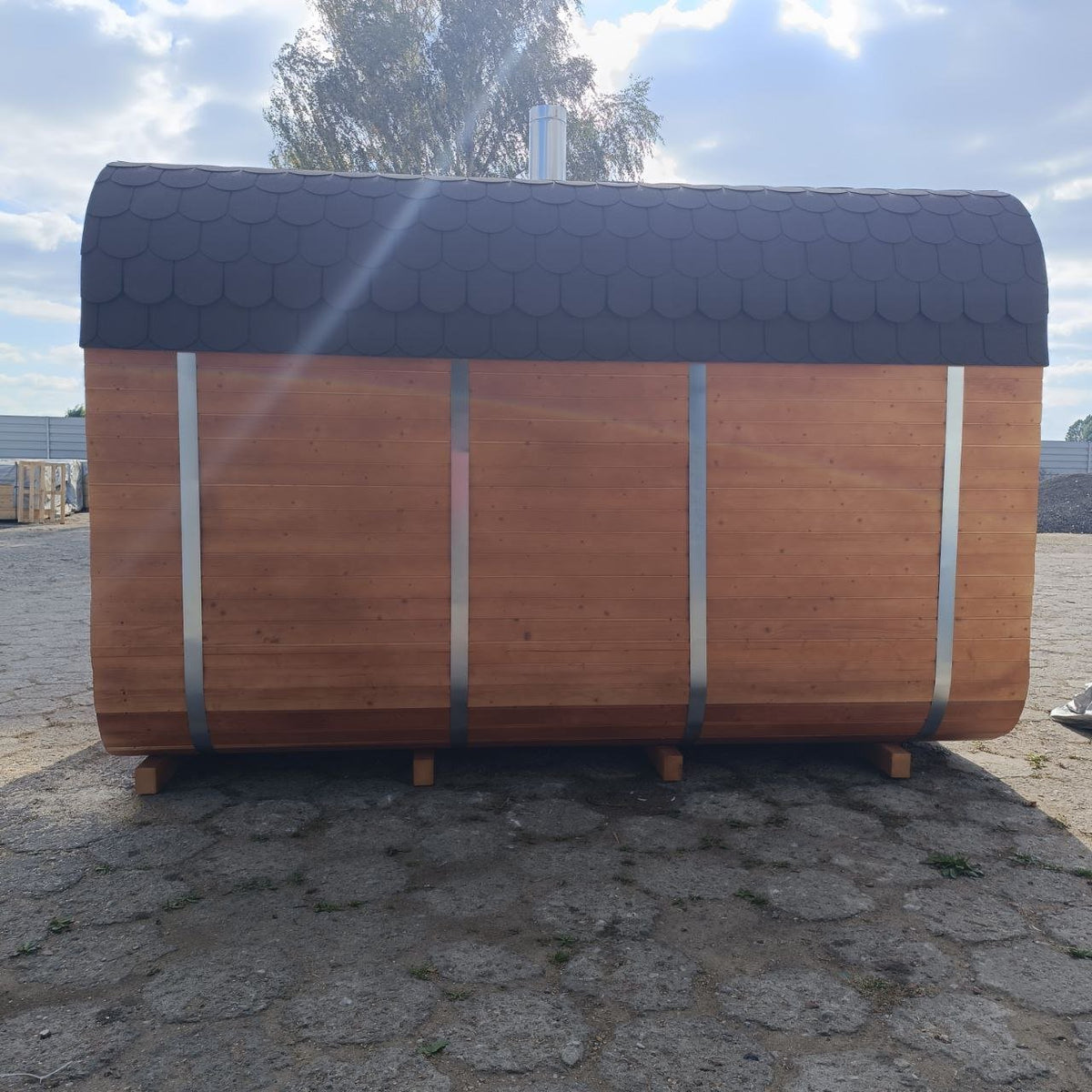 Steam & Oak Gas Cube Sauna 3.4m Premium L-Bench (Electric or Wood-Fired) - SGP Garden Ltd