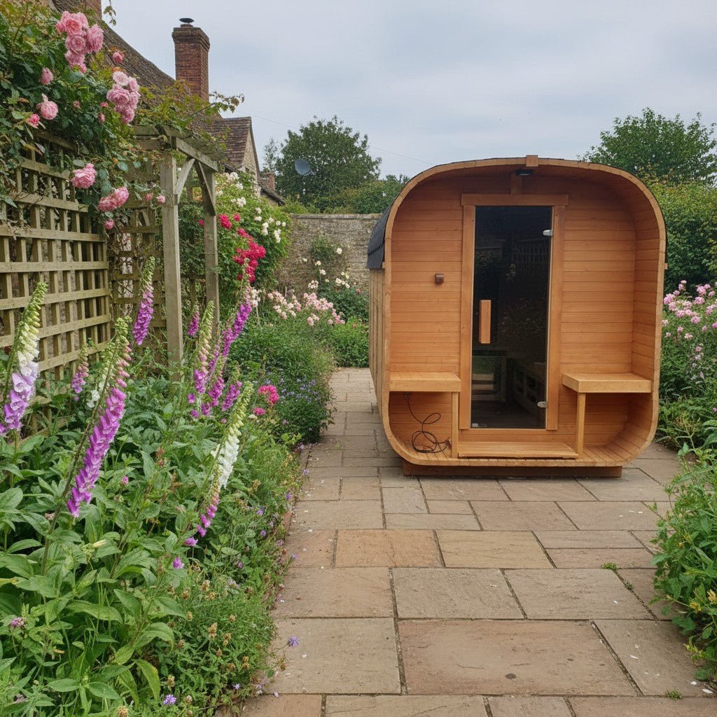 Steam & Oak Gas Cube Sauna 3.4m Premium L-Bench (Electric or Wood-Fired) - SGP Garden Ltd