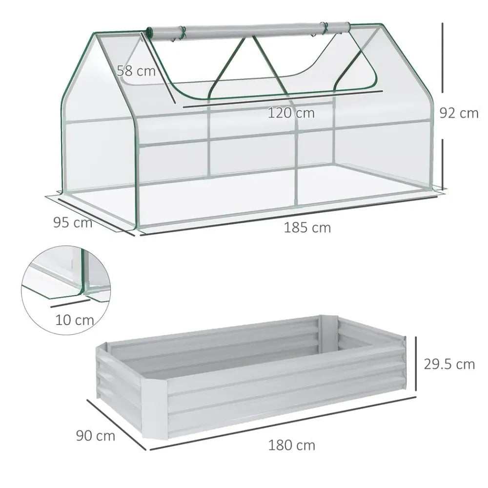 Steel Raised Garden Bed Planter Box with Greenhouse - Dual Use - Clear - Professional Quality - SGP Garden Ltd