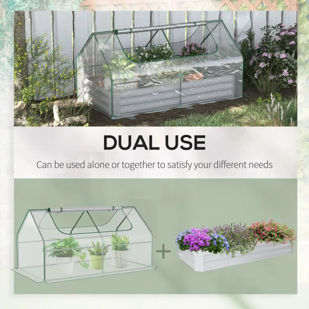 Steel Raised Garden Bed Planter Box with Greenhouse - Dual Use - Clear - Professional Quality - SGP Garden Ltd
