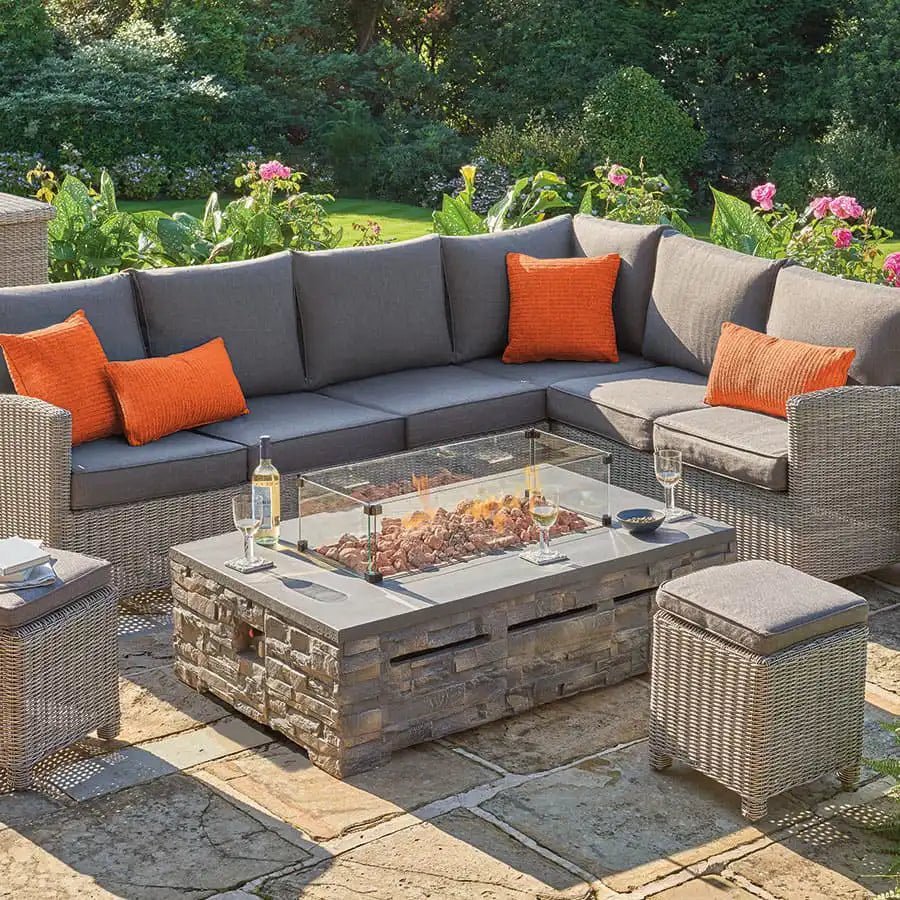 Stone Fire Pit Coffee Table 132 x 85cm - SGP Garden Ltd