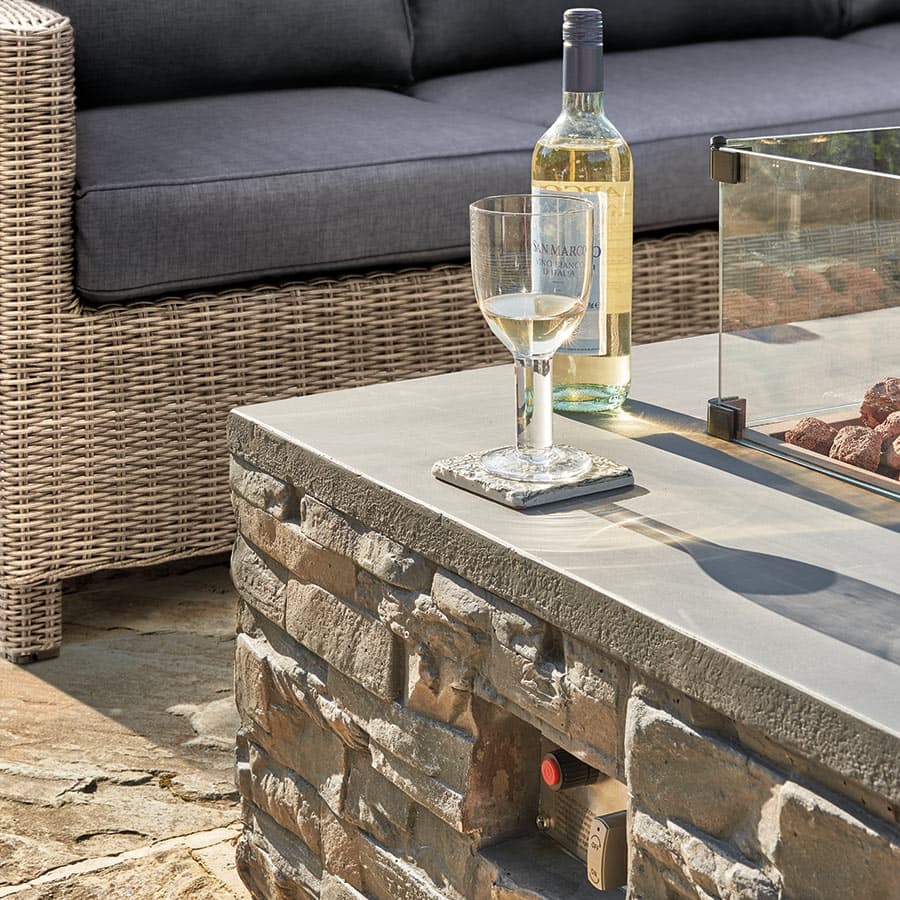Stone Fire Pit Coffee Table 132 x 85cm - SGP Garden Ltd