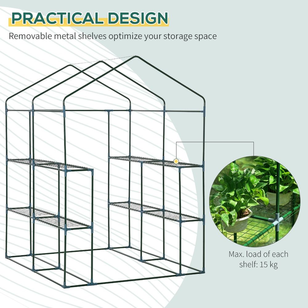 Sturdy Steel Frame Greenhouse | 2 Shelves | Perfect for Flowers, Plants, & Vegetables - SGP Garden Ltd